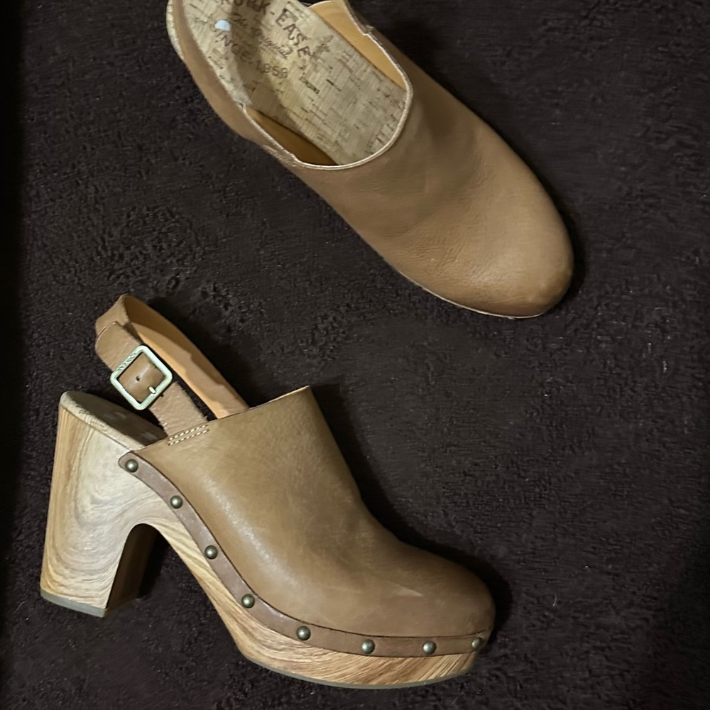 Brown Leather Clog Heels